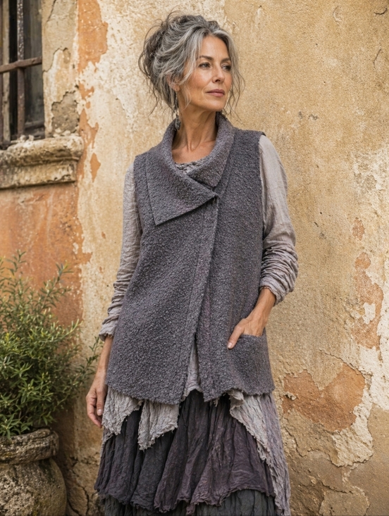 Le Nove Jackets & Blazers - Le Nove Boucle Wool Vest Size L Oversized Lagenlook Fit Made In Italy